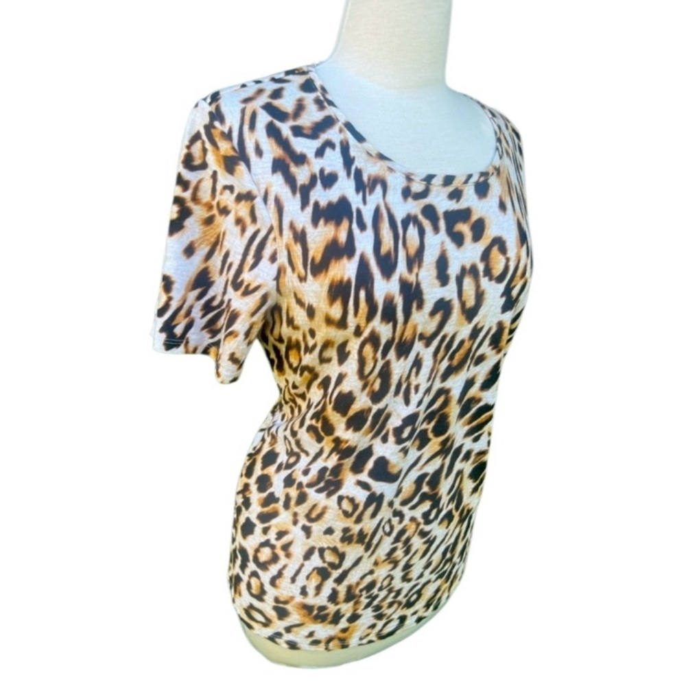 CHICO’S -Animal Print Short Sleeve Top - Brown and Black